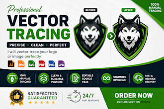 professionally vector trace, redraw logo, and convert png, jpg to vector