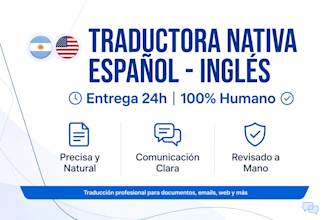 traductora nativa espanol ingles entrega 24hs