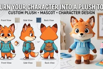 turn your mascot or character into a plush toy design