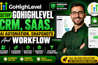 setup gohighlevel crm workflow, automation, sales landing page, gohighlevel web