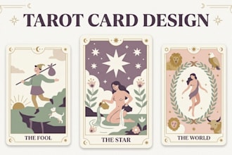 design custom tarot card deck, oracle cards, and spiritual card illustrations