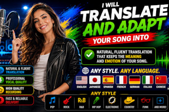 translate song lyrics with lyrics transcreation, rhyme and music localization