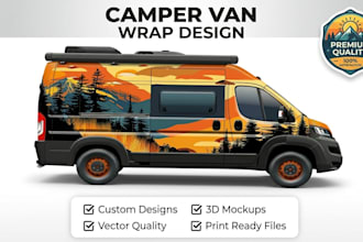 design a camper van, trailer, vehicle wrap, car wrap and truck wrap design