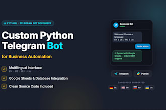 develop custom python telegram bot for business
