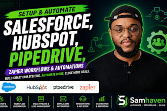 setup salesforce, hubspot, pipedrive, zapier workflow automation