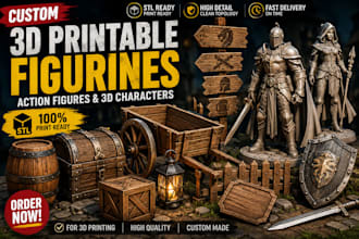 model custom 3d printable figurines, action figures, and 3d human characters