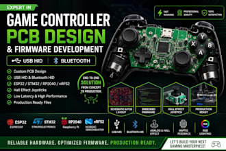 design custom game controller pcb, usb hid, bluetooth, esp32 firmware
