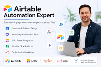 build airtable database, airtable automation and softr crm