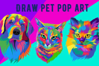 draw funny pop art vector for your pet animal in 24 hours