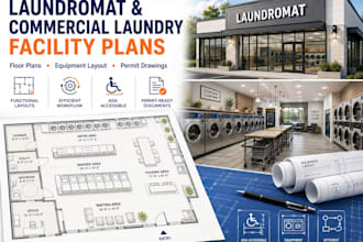do laundromat equipment layouts and construction drawings