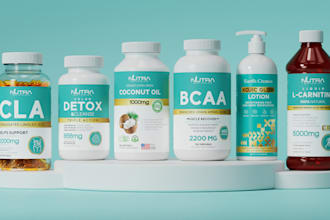 design premium supplement label and packaging with 3d bottle renders