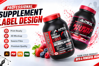 do medicine, supplement, vial, pill bottle label design