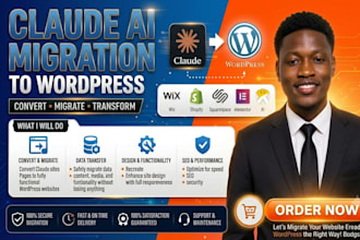 migrate claude code website to wordpress, html, shopify or squarespace