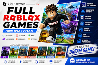 develop full roblox games scripting UI maps mechanics