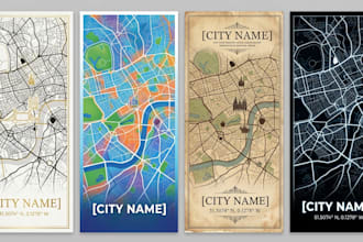 create custom map art city map poster custom city illustration