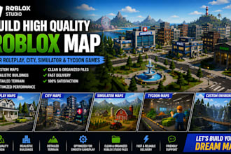 build a high quality roblox map for roleplay city simulator and tycoon games