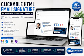 do company clickable html email signature with logo, editable animated