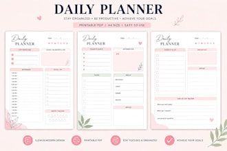 design a professional daily planner, weekly planner and printable planner