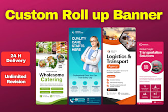 design custom roll up banner, retractable and billboard banner in 24 hours