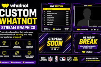 design custom whatnot overlays, scoreboards and animated transitions