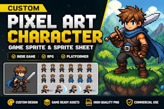 create pixel art character game sprite sheet pixel animation for indie game rpg