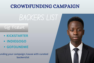 provide kickstarter, indiegogo and gofundme backers list