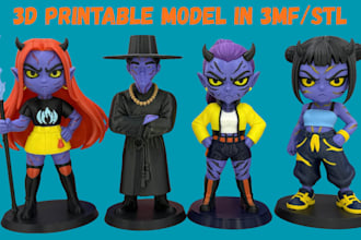 design custom 3d printable action figure model toy stl 3mf from 2d image model