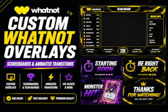design custom whatnot overlays, scoreboards and animated transitions