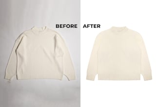 edit flatlay clothing packshot, remove background, and retouch apparel photos