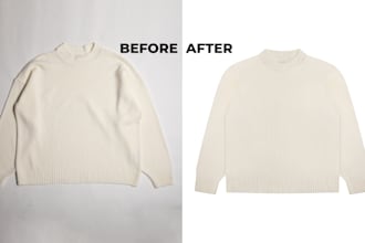 edit flatlay clothing packshot, remove background, and retouch apparel photos