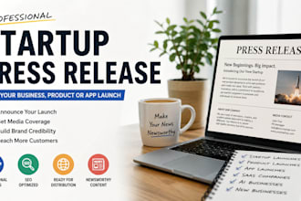 write distibute startup product lunch app launch business launch press release
