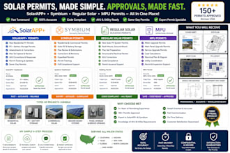 prepare solarapp plus  symbium solar permit and mpu permits in USA