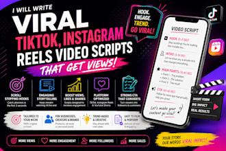write viral tiktok, instagram reels video scripts that get views