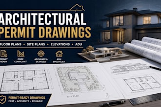 do architectural permit drawings, site plans, floor plans, elevations, adu