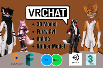 edit 3d model vrchat furry anime avatar vtuber model
