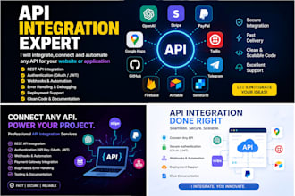 integrate rest API, ai API, stripe, paypal, telegram, openai, and webhooks