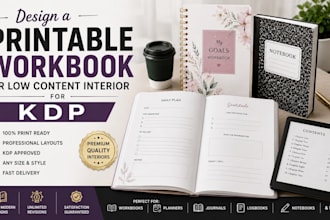 design a printable workbook or low content interior for KDP