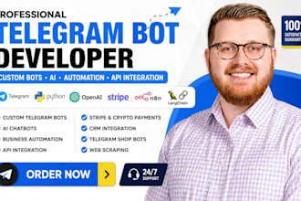 build a professional custom telegram bot with API and payment integration