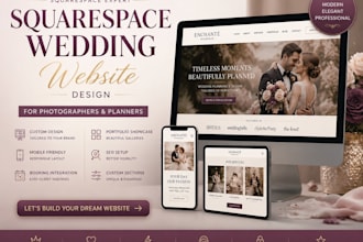 design squarespace wedding, photographer, event planner website