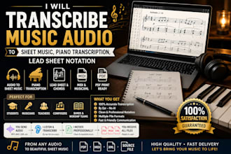 transcribe music audio to sheet music piano transcription lead sheet notation