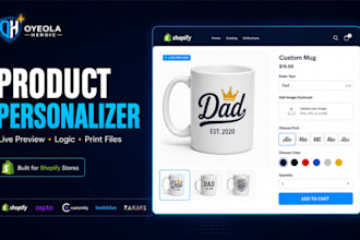 setup shopify product personalizer using zepto customily teeinblue zakeke