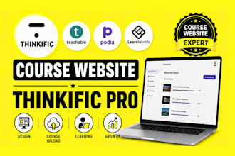 build thinkific, teachable, podia, or learnworlds course website