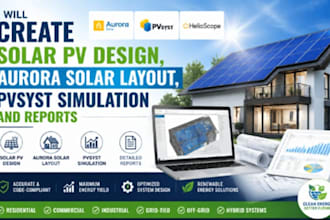 create solar pv design, aurora solar layout, pvsyst simulation and reports