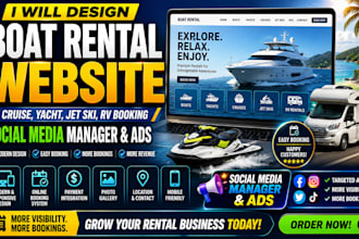 boat rental website cruise, yacht, jet ski, rv, booking social media manager ads
