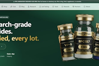 design a professional peptide research woocommerce wordpress website