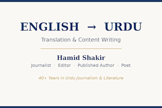 translate, edit and proofread english to urdu content professionally