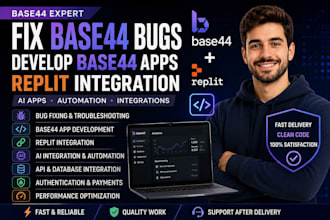 fix base44 bugs, develop base44 apps replit integrations ai automation base 44