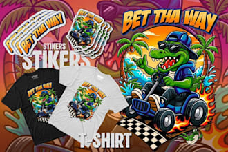 custom cartoon mascot illustrations tshirt design