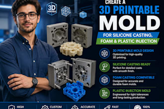 create a 3d printable mold for silicone casting foam, and plastic injection