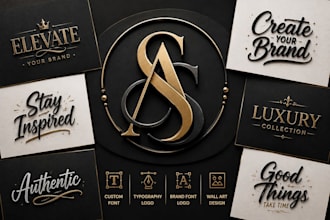 design custom font and typography logo design cloth brand font design wall art
